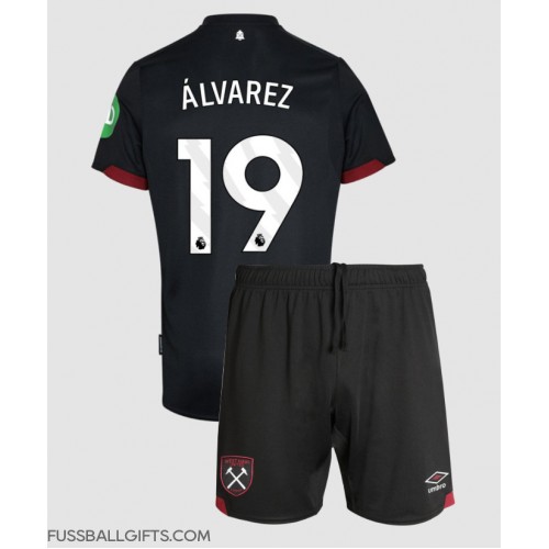 West Ham United Edson Alvarez #19 Fußballbekleidung Auswärtstrikot Kinder 2024-25 Kurzarm (+ kurze hosen)